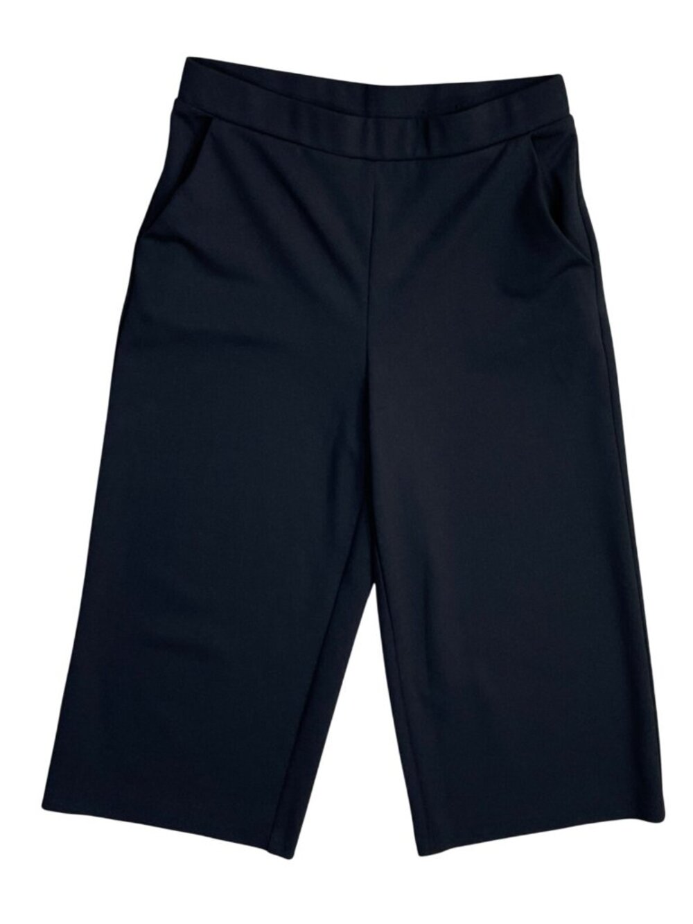 Versona Culotte Pants Size M Medium Wide Leg Black Stretch Elastic